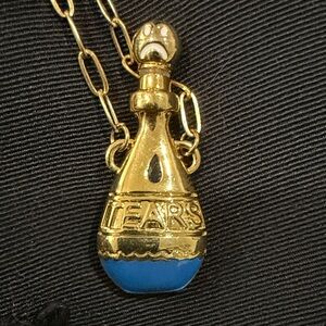 Little Rooms Gold and Blue Teardrop Pendant Necklace “TEARS”